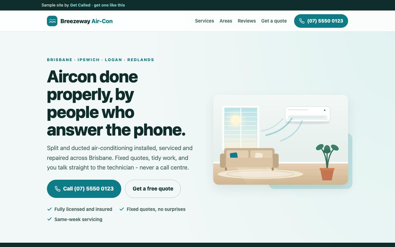 Sample site for Breezeway Air-Con, a Brisbane air-conditioning installer